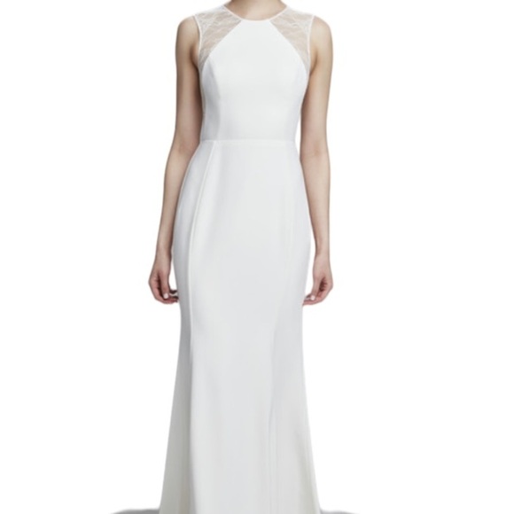 Goddess London Cream See thru MESH  back Long Dress Sz Small Made in UK - Picture 1 of 10